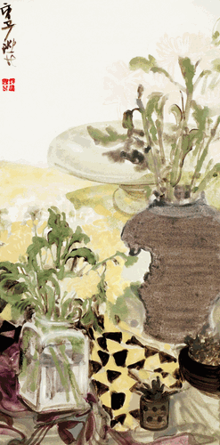 《春消息》系列4（國畫）100×50cm×4-2020年-申卉芪