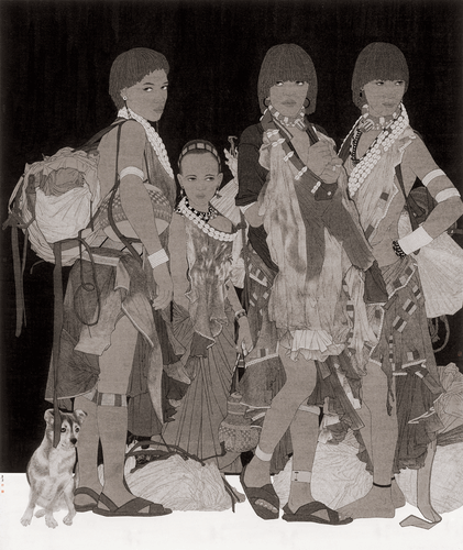 今日非洲·期待（國(guó)畫(huà)）191×226cm--詹-勇
