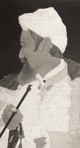 黃河邊·守望（國(guó)畫(huà)）220×120cm-2021年-詹-勇