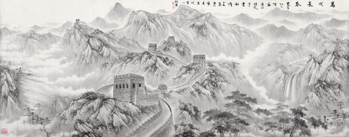 萬(wàn)代長(zhǎng)春（國(guó)畫）140×352cm-2019年-劉?廣