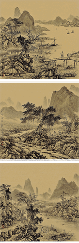 山居四景之一?之二?之三（國(guó)畫）-42.5×42.5cm×3-2013年-劉?廣