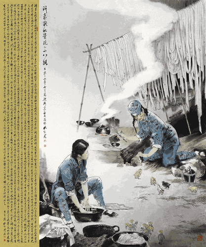 沂蒙戰地醫院的小八路（國畫）200×240cm-2022年-孔維克
