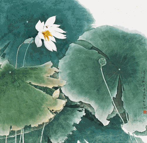 清凈無(wú)染（國(guó)畫(huà)）68×68cm 1991年胡 勃