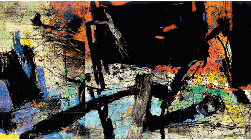 時間的痕跡NO,1-2（布面-油彩-油畫棒）140×267cm2011年-唐承華