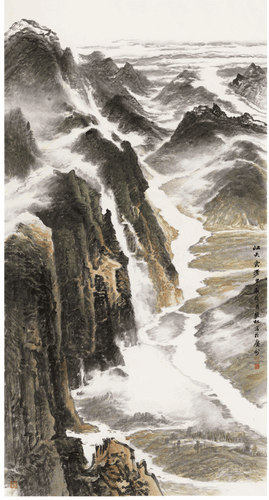 江天云漫（國畫）-180×97.5cm-2024年-許欽松