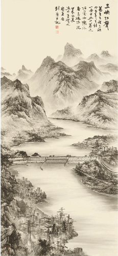 三峽江聲（國畫）203.5×90.5cm-2024年-劉-廣