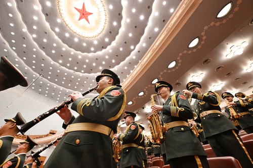 圖為軍樂團在演奏。本報記者 齊波攝(6707156)-20250311135150