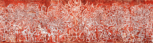 伏媧紋銘圖（局部）（國畫）200×1830cm-2015年-石-虎